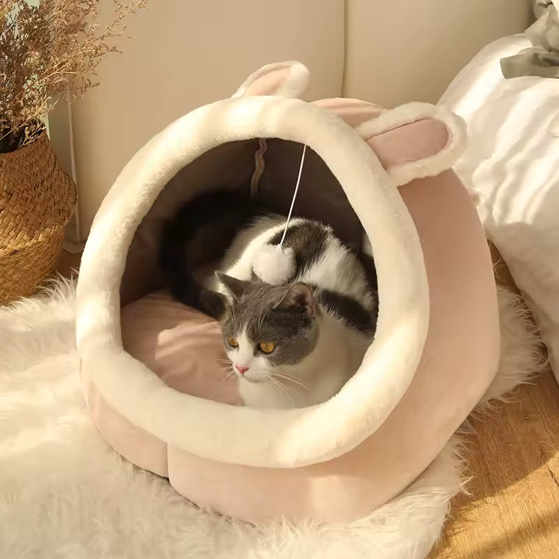 ThePawVilla™ Foldable Cat Cave Bed