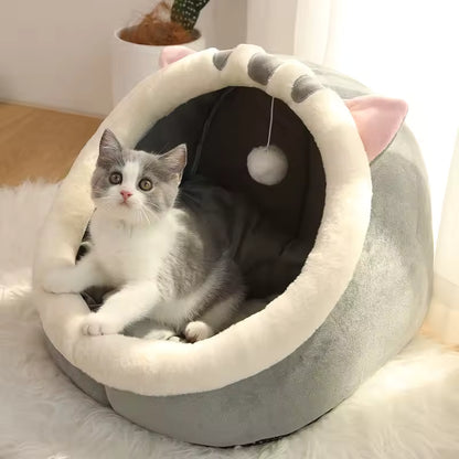 ThePawVilla™ Foldable Cat Cave Bed